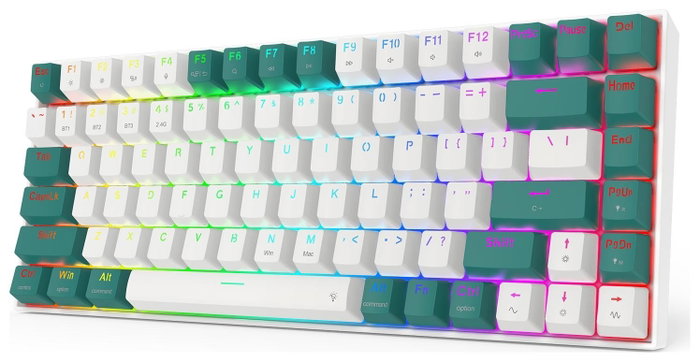 Redragon Singed K678WG-RGB-PRO Teclado Gaming Inalámbrico Mecánico 82 Teclas RGB Verde Distribución Inglés