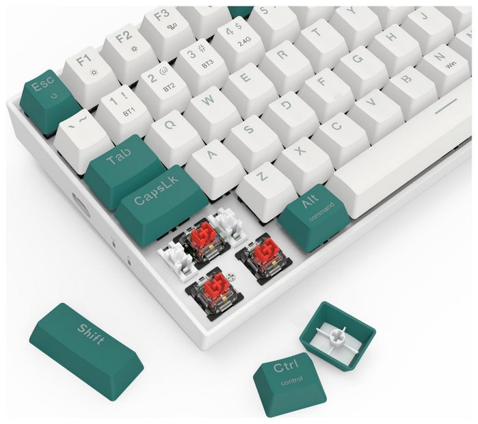 Redragon Singed K678WG-RGB-PRO Teclado Gaming Inalámbrico Mecánico 82 Teclas RGB Verde Distribución Inglés