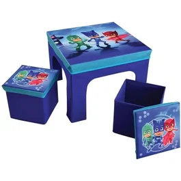 Fun House Juego de mesa Pajamasques con 2 taburetes plegables para niños