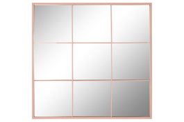 DKD Home Decor Espejo Anxi pastel Scandi Rosa Palo Hierro Cristal 90 x 90 x 2 cm