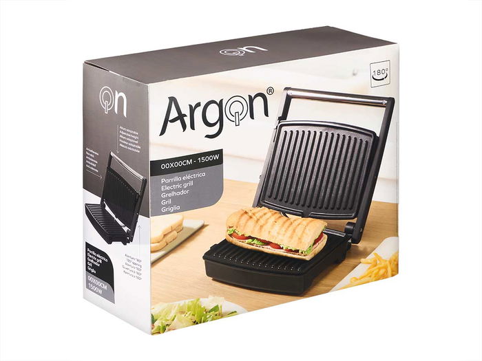 ARGON Parrilla Doble Presión GRD Acero Negra 1500W 35.4x10x28 cm (Set de 4)