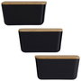 Day Juego de 3 Cajas de Plástico con Tapa de Bambú Negras 13x8x6 cm
