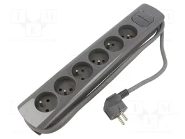Qoltec Regleta de alimentación de 6 tomas con 1.8m de cable, Gris
