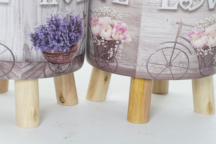 DKD Home Decor Reposapiés Shabby Lavanda Bestone Gris Lila Rosa 30x30x30 cm (2 Unidades)