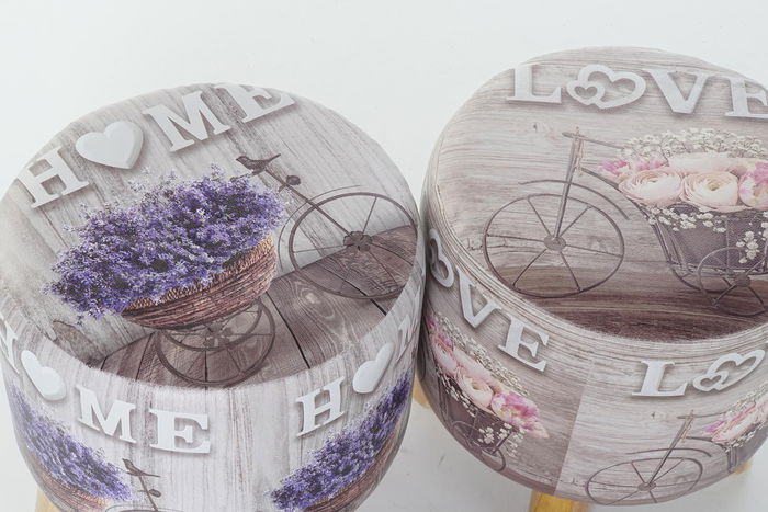 DKD Home Decor Reposapiés Shabby Lavanda Bestone Gris Lila Rosa 30x30x30 cm (2 Unidades)