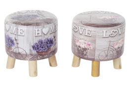 DKD Home Decor Reposapiés Shabby Lavanda Bestone Gris Lila Rosa 30x30x30 cm (2 Unidades)