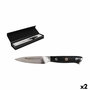 Cuchillo Pelador Quttin Damaskus Negro Plateado Acero Inoxidable 9 cm (2 Unidades)