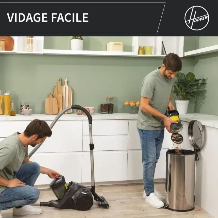Hoover Aspirador de Bidón sin Bolsa HP321PAF - 850 W - 75 dBA - 2 L - Gris Hoover Aspirador de Bidón sin Bolsa HP321PAF - 850 W - 75 dBA - 2 L - Gris