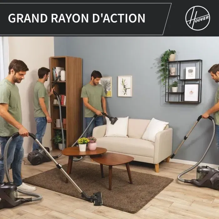 Hoover Aspirador de Bidón sin Bolsa HP321PAF - 850 W - 75 dBA - 2 L - Gris Hoover Aspirador de Bidón sin Bolsa HP321PAF - 850 W - 75 dBA - 2 L - Gris