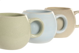 DKD Home Decor Mug Moderno Jiahua 26 510ml Gres Esmaltado Verde Azul Beige 12x9x15cm Apto Microondas Lavavajillas