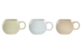 DKD Home Decor Set de Tazas de Café de Gres Esmaltado JIAHUA 26, Surtido de 3 Colores