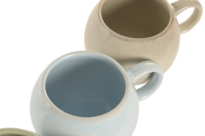 DKD Home Decor Mug Moderno Jiahua 26 510ml Gres Esmaltado Verde Azul Beige 12x9x15cm Apto Microondas Lavavajillas