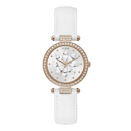 GUESS GW0382L3 con caja rosa y correa de cuero blanca