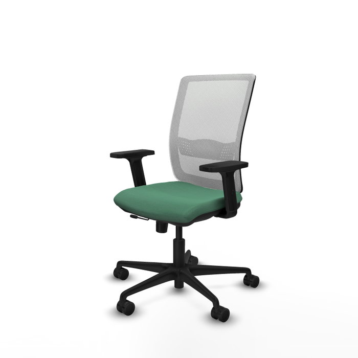Silla de oficina Haches con mecanismo Sincro/Traslack tapizada con Tela color Verde esmeralda y malla color Blanco. Equipada con lumbar 1D, Brazos 2D y Ruedas 65mm nailon Silla de oficina Haches con mecanismo Sincro/Traslack tapizada con Tela color Verde esmeralda y malla color Blanco. Equipada con lumbar 1D, Brazos 2D y Ruedas 65mm nailon