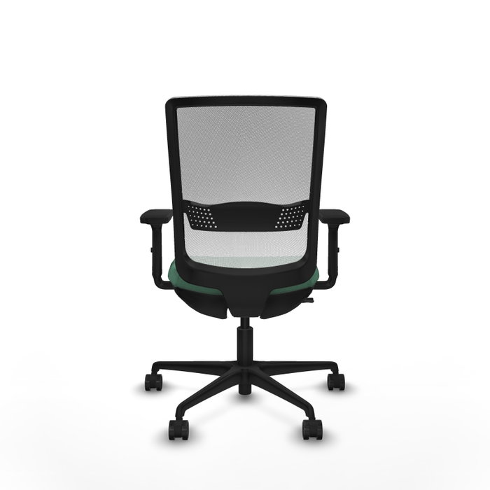 Silla de oficina Haches con mecanismo Sincro/Traslack tapizada con Tela color Verde esmeralda y malla color Blanco. Equipada con lumbar 1D, Brazos 2D y Ruedas 65mm nailon Silla de oficina Haches con mecanismo Sincro/Traslack tapizada con Tela color Verde esmeralda y malla color Blanco. Equipada con lumbar 1D, Brazos 2D y Ruedas 65mm nailon