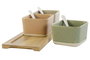 DKD Home Decor Set de 7 piezas de aperitivo en porcelana y bambú Multicolor