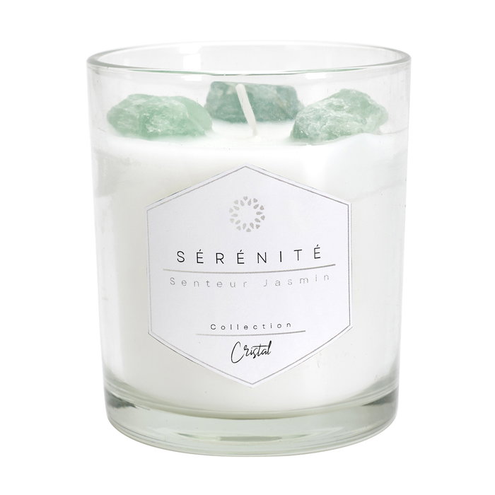 Home Deco Factory Vela Perfumada con Piedras Bougie, 10 cm - 250 g, 35h, Aromas Surtidos (Jazmín, Ámbar, Almizcle)