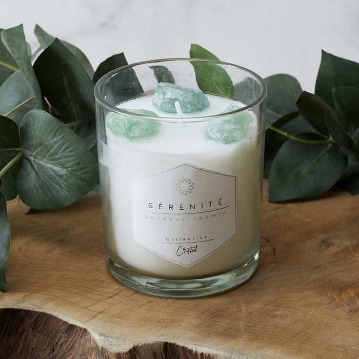 Home Deco Factory Vela Perfumada con Piedras Bougie, 10 cm - 250 g, 35h, Aromas Surtidos (Jazmín, Ámbar, Almizcle)