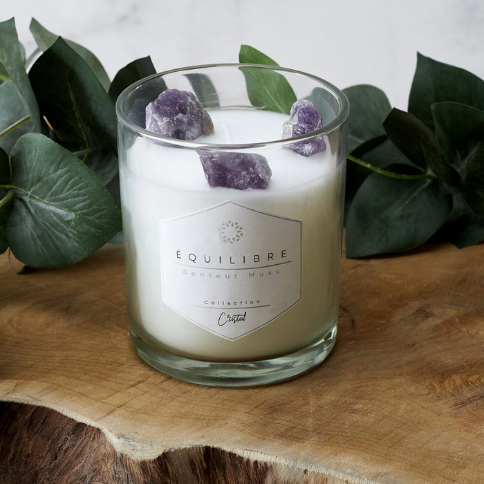 Home Deco Factory Vela Perfumada con Piedras Bougie, 10 cm - 250 g, 35h, Aromas Surtidos (Jazmín, Ámbar, Almizcle)