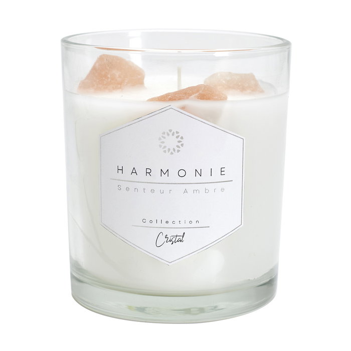 Home Deco Factory Vela Perfumada con Piedras Bougie, 10 cm - 250 g, 35h, Aromas Surtidos (Jazmín, Ámbar, Almizcle)
