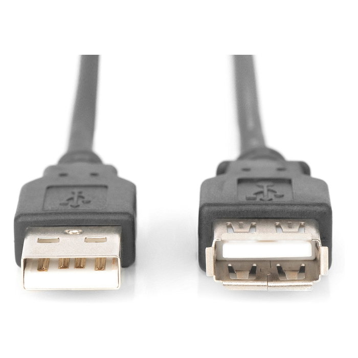 Digitus Alargador Cable USB 2.0 Tipo A Macho-Hembra 1.8m Negro - Extensión Alta Velocidad 480 Mbps