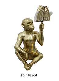 DKD Home Decor Figura de Mono Hoja Dorado en Resina y Metal