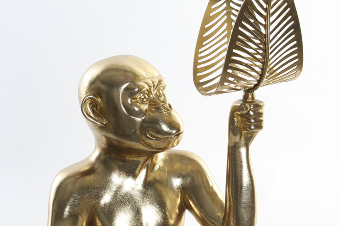 DKD Home Decor Figura de Mono Hoja Dorado en Resina y Metal