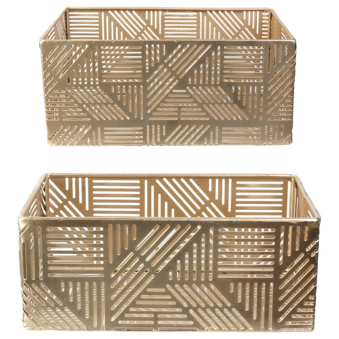 Home Deco Factory Juego de 2 Cestas Doradas