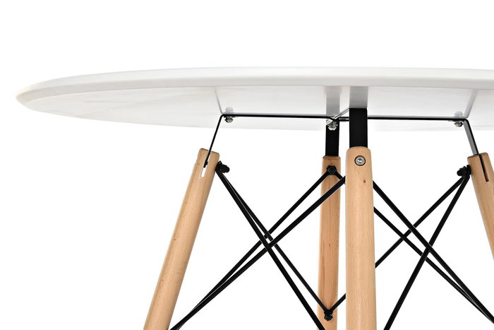 DKD Home Decor Shenglong basics Mesa Redonda Comedor Estilo Scandi Urban Blanco Natural MDF y Abedul 90x90x74 cm