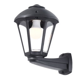 Fumagalli Farol de Pared con Brazo Modelo Nardo/Giampy, Negro, IP55, Casquillo E27 (max. 23W), Cristal Transparente, 210x270x315 mm