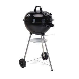 Bbq Collection Barbacoa Esférica Negra Ø47 x 90 cm, Parrilla Cromada Ø435 mm, Termómetro Celsius y 2 Ruedas