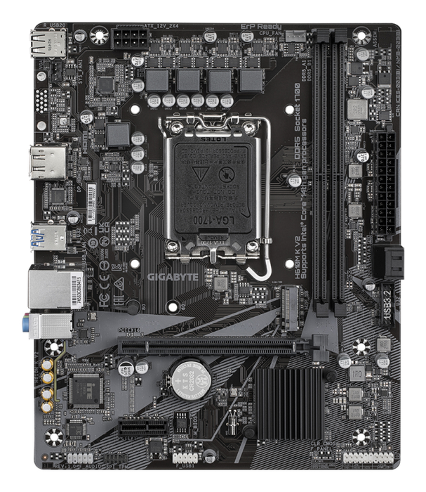 GIGABYTE H610M K V2 Placa base para Intel 14ª Gen, DDR5, M.2 NVMe PCIe 3.0 x4, LAN GbE, USB 3.2 Gen 1, Factor de Forma Micro ATX