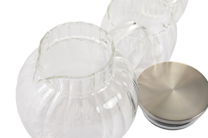 DKD Home Decor Tetera Basicos Transparente Plateado 14 x 15 x 18 cm Set de 3