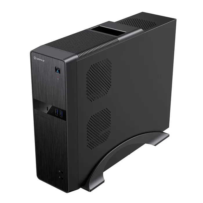 UNYKA Caja de Sobremesa UK2011 Micro-ATX/Mini-ITX Negra con Fuente SFX 450W Incluida - 2x USB 3.0, 2x USB Type-C, 4 Bahías, Soporte Vertical - Referencia 52112