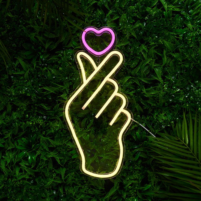 Home Deco Factory Deco Neón LED USB Mano Corazón