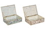DKD Home Decor Joyero Shabby Beige Verde Cristal Metal 21 x 14 x 6 cm (4 Unidades)