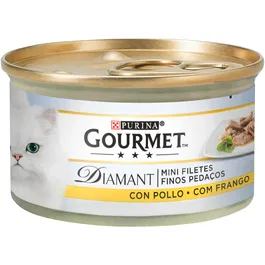 Purina Gourmet Diamant Finas Lonchas con Pollo para Gatos, Lata 85g - Pack de 24 Unidades