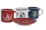 DKD Home Decor Tazas de Gres Azul Blanco 12.5 x 2 x 12.5 cm Set de 6 Piezas Capacidad 150ml Apto Microondas y Lavavajillas