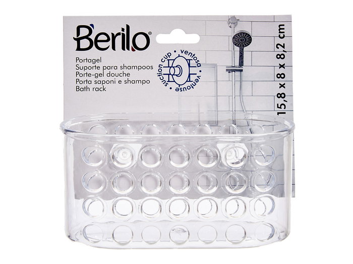 Berilo Portagel Pequeño con Ventosa Transparente 15.8 x 8.5 x 8 cm (Set de 24)