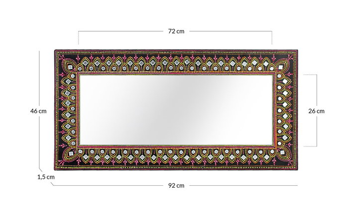 Giner y Colomer Espejo MDF Multicolor 72x26 cm, Pintado a Mano, Orientación Horizontal y Vertical