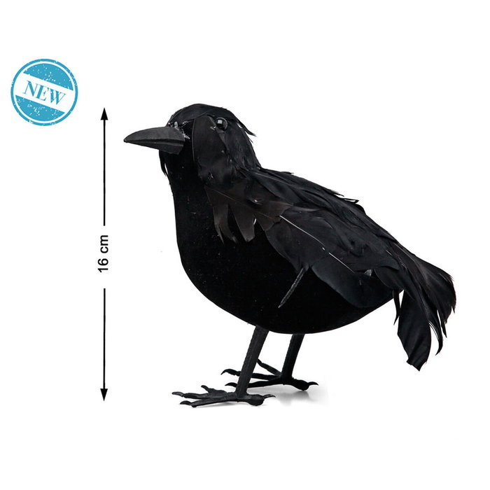 Cuervo Negro Decorativo de 16 cm con Plumas para Halloween y Escenografía