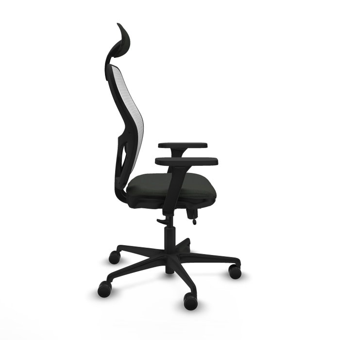 PIQUERAS Y CRESPO Silla de oficina Jorquera con mecanismo Sincro/Traslack, Tela Negra y Malla Blanca
