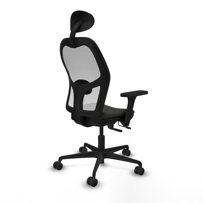 PIQUERAS Y CRESPO Silla de oficina Jorquera con mecanismo Sincro/Traslack, Tela Negra y Malla Blanca