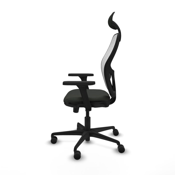 PIQUERAS Y CRESPO Silla de oficina Jorquera con mecanismo Sincro/Traslack, Tela Negra y Malla Blanca