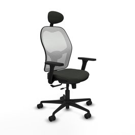 PIQUERAS Y CRESPO Silla de oficina Jorquera con mecanismo Sincro/Traslack, Tela Negra y Malla Blanca