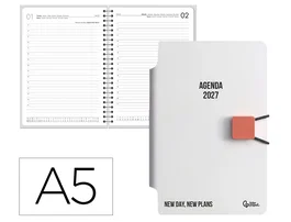 Liderpapel Agenda de oficina 2027 día por página A5 bilingüe