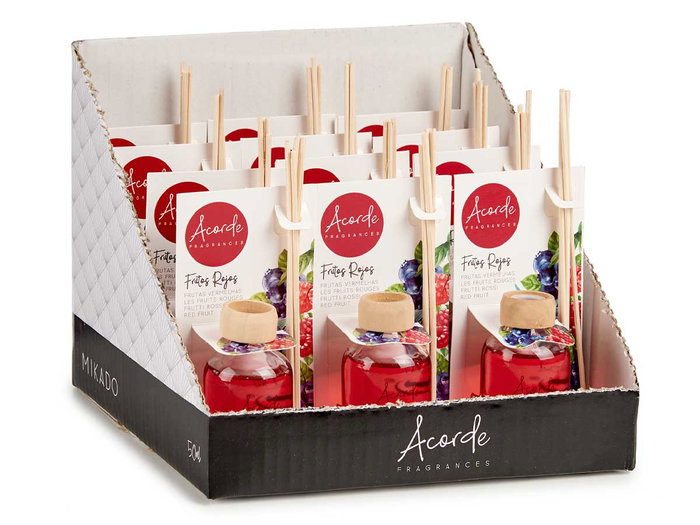 Acorde Mikado 50 ml Frutos Rojos con Varillas 5 x 7 x 17 cm (Set de 12)