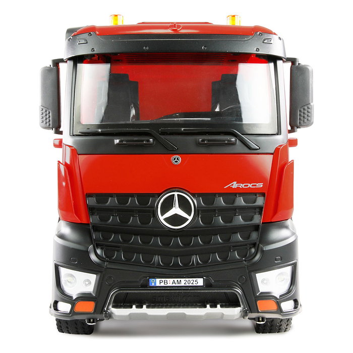 AMEWI Mercedes-Benz Arocs Muldenkipper 8x4/4 4WD RTR 1:18 - Camión Basculante Eléctrico Radio Control Escala Grande, Color Rojo, Ref. 22693
