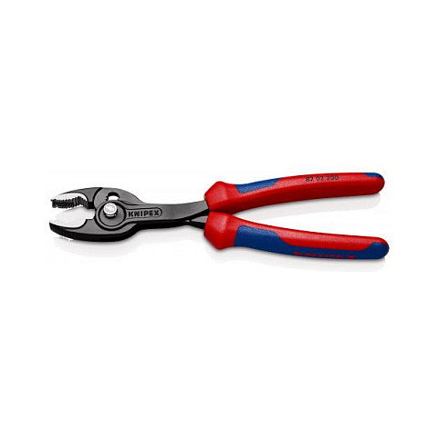 Knipex TwinGrip Frontgreifzange 82 02 200 - Alicates Bimateria Universales 200 mm, Acero Cromo Vanadio, Mango Azul/Rojo