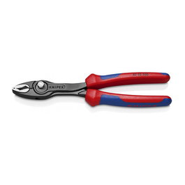 Knipex TwinGrip Frontgreifzange 82 02 200 - Alicates Bimateria Universales 200 mm, Acero Cromo Vanadio, Mango Azul/Rojo